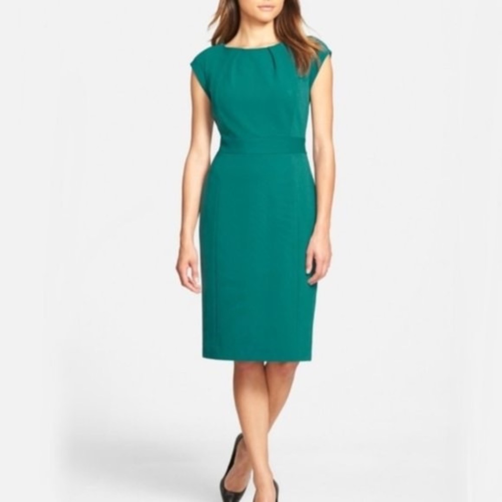 *NWT* Classiques Entier Teal Cap Sleeve Ponte Sheath Dress